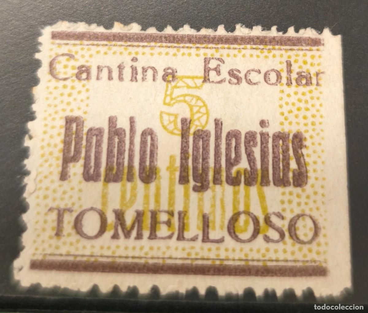 Sellos: TOMELLOSO (CIUDAD REAL).EDIFIL 15 *. 5 CTS CANTINA ESCOLAR PABLO IGLESIAS.
