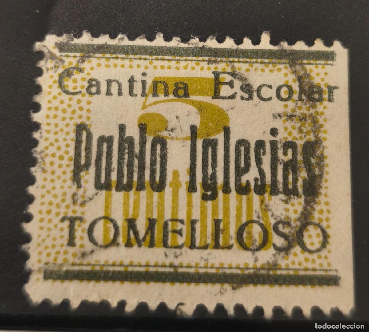 Sellos: TOMELLOSO (CIUDAD REAL). EDIFIL 20 US. 5 CTS CANTINA ESCOLAR PABLO IGLESIAS.