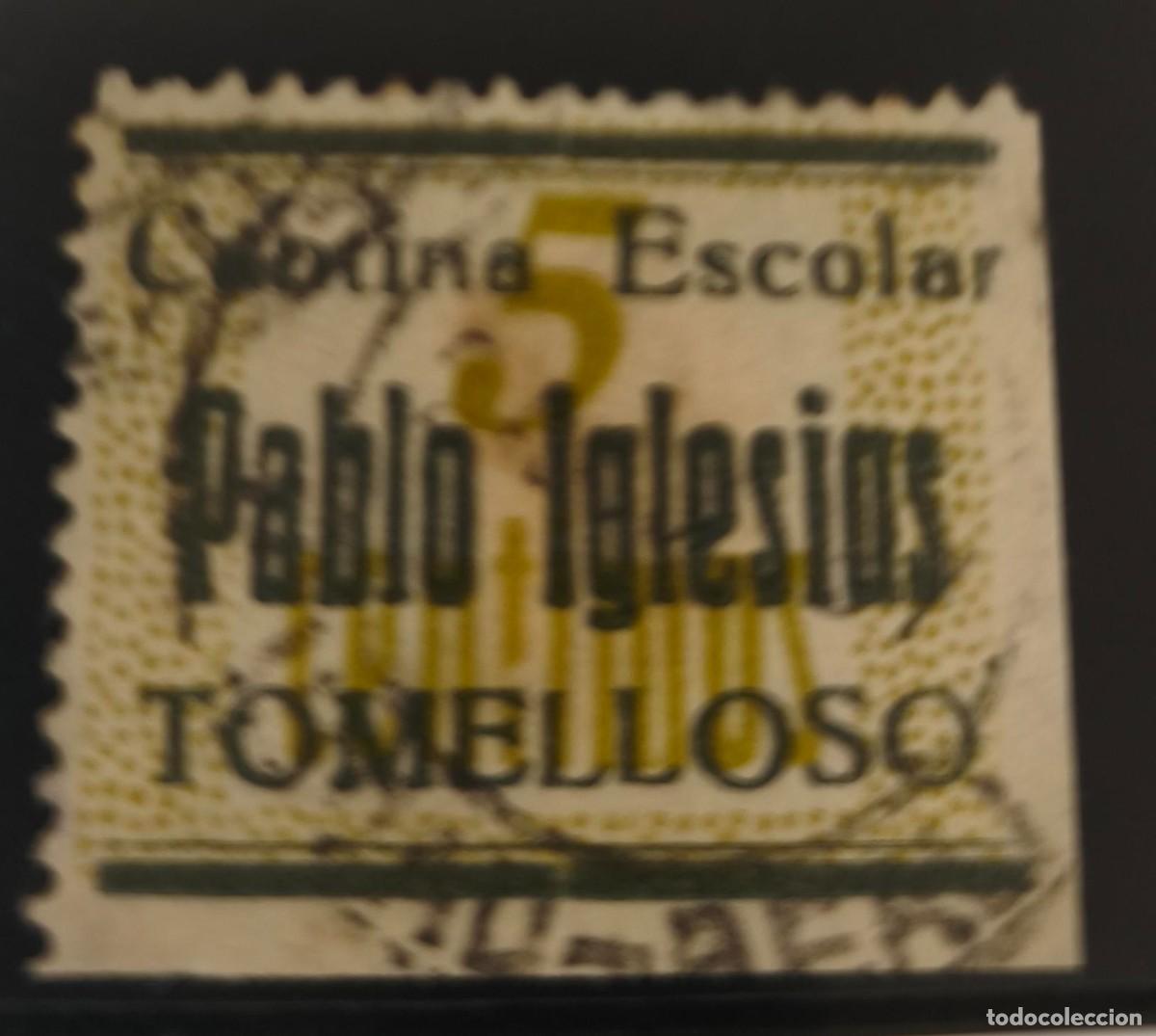 Sellos: TOMELLOSO (CIUDAD REAL). EDIFIL 18 US. 5 CTS CANTINA ESCOLAR, PABLO IGLESIAS.