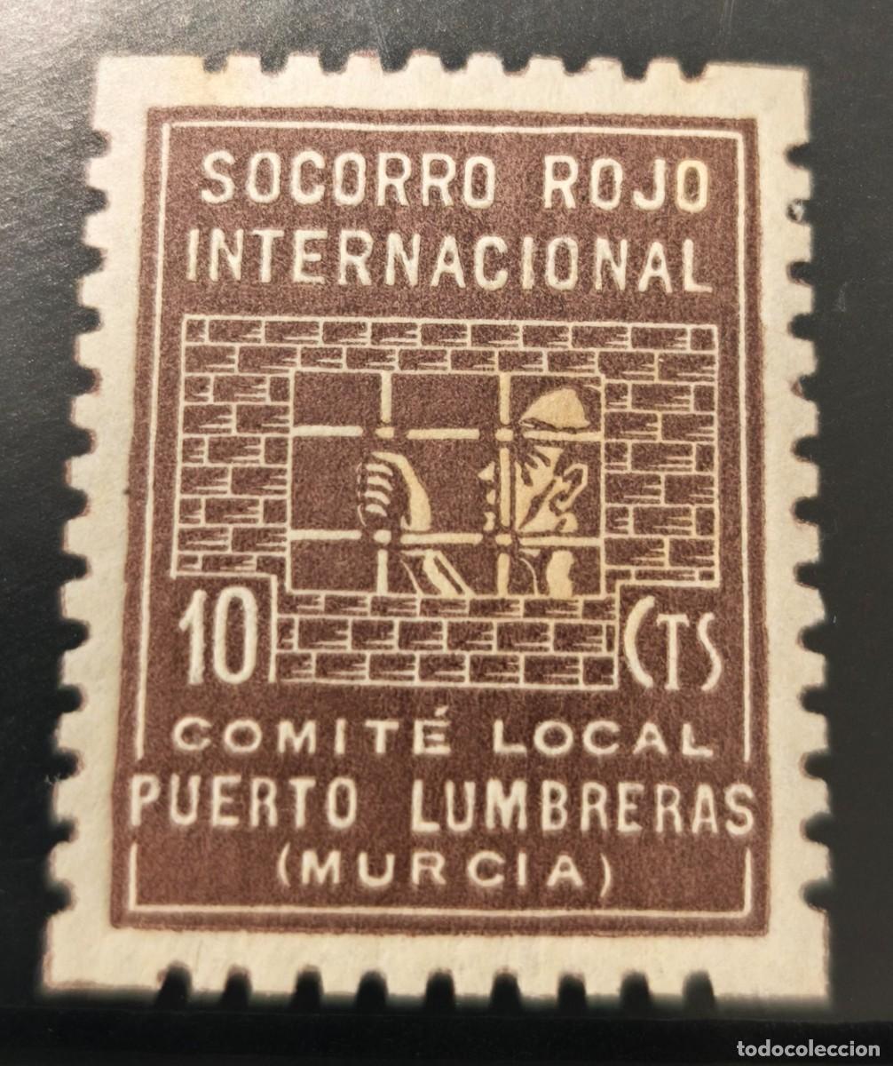 Sellos: PUERTO LUMBRERAS (MURCIA). EDIFIL 6 *. 10 CTS CASTA&Ntilde;O SOCORRO ROJO INTERNACIONAL