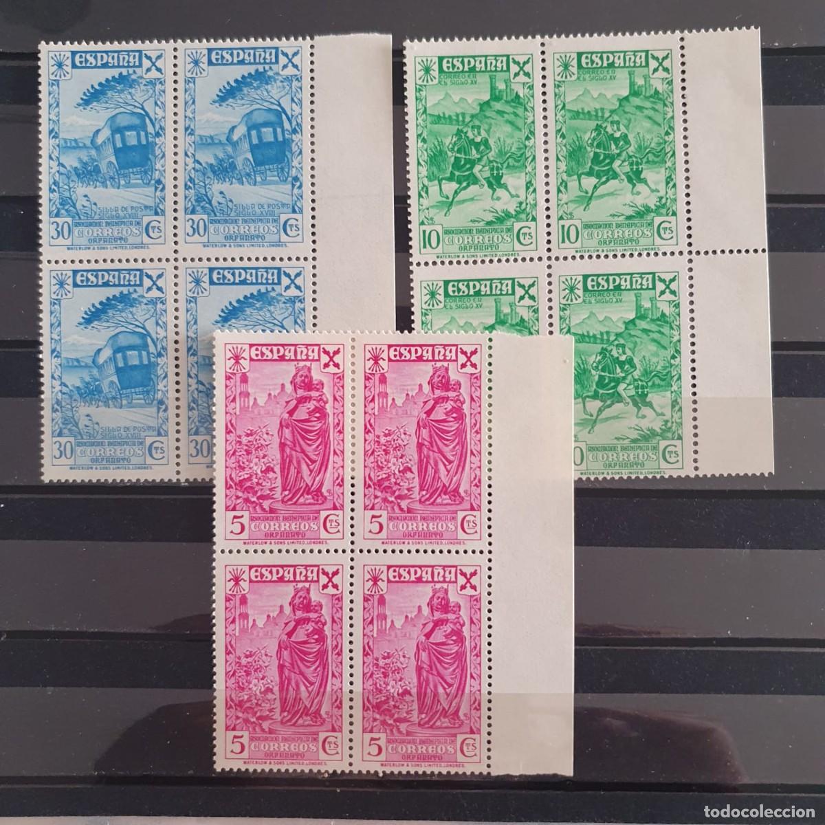 Timbres: BENEFICENCIA EDIFIL 21 ** + 22 ** + 23 ** BLOQUE DE 4 ESPA&Ntilde;A 1938