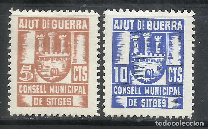 Sellos: Q751-SELLOS LOCALES GUERRA CIVIL REPUBLICANOS SITGES BARCELONA AJUT GUERRA