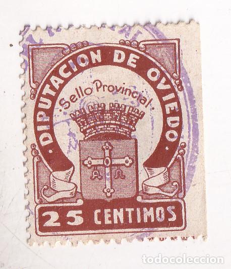 Sellos: SELLO LOCAL DIPUTACI&Oacute;N PROVINCIAL DE OVIEDO. 25 C&Eacute;NTIMOS. ASTURIAS