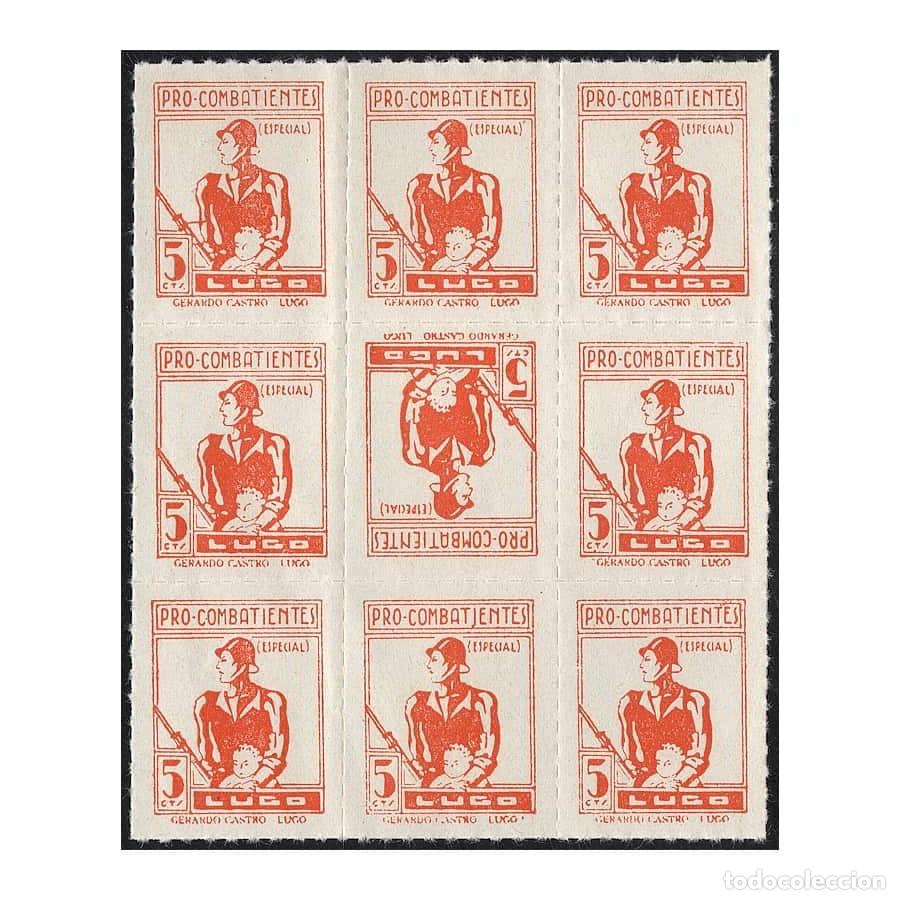 Sellos: Espa&ntilde;a [SVP] Bloque Pro-Combatientes Lugo. 5 CTS naranja (MNH)