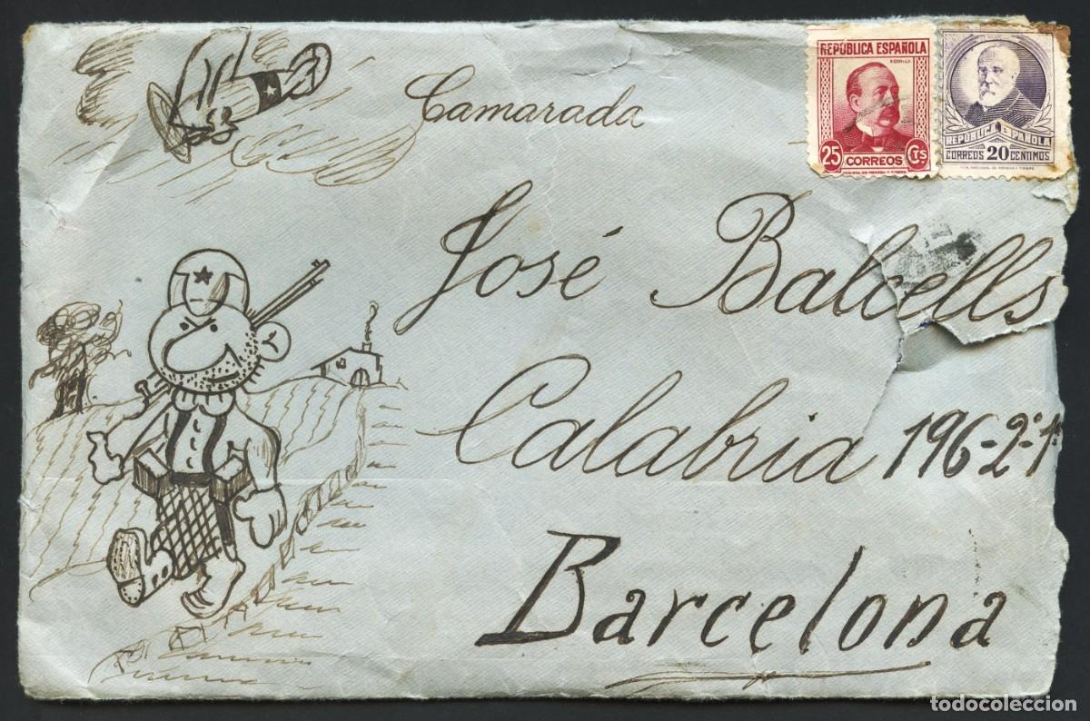 Timbres: GUERRA CIVIL, SOBRE, CIRCULADO DESDE FRENTE DE CORDOBA A BARCELONA, 1937