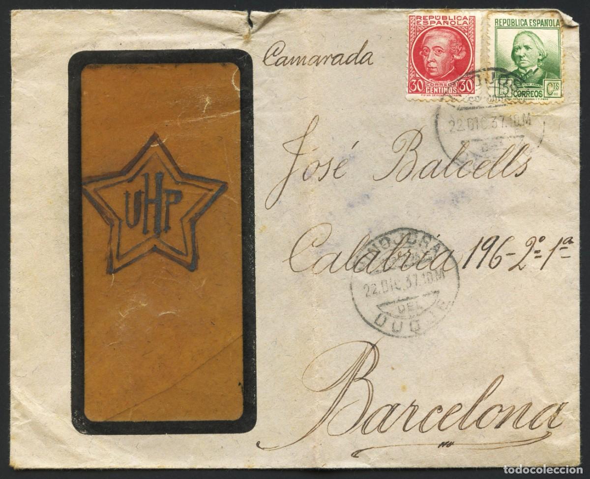 Timbres: GUERRA CIVIL, SOBRE, CIRCULADO DESDE FRENTE DE CORDOBA A BARCELONA, 1937