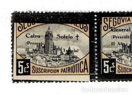 Selos: S-30-3 Guerra Civil SEGOVIA Fesofi n&ordm; 46 Triptico Tipo (I-II-III ) Variedad LUTO DE (I) MUY DESPLAZA
