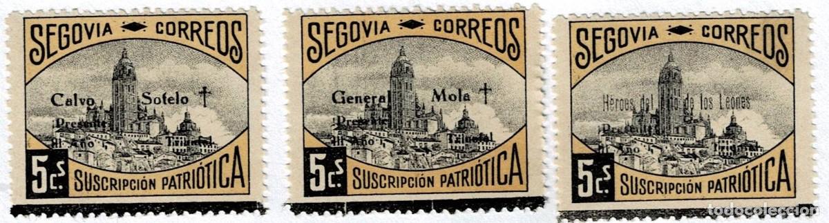 Selos: S-1 Guerra Civil SEGOVIA Fesofi n&ordm; 47-49 LUTO EN LA PARTE INFERIOR Serie completa Sin fijasellos