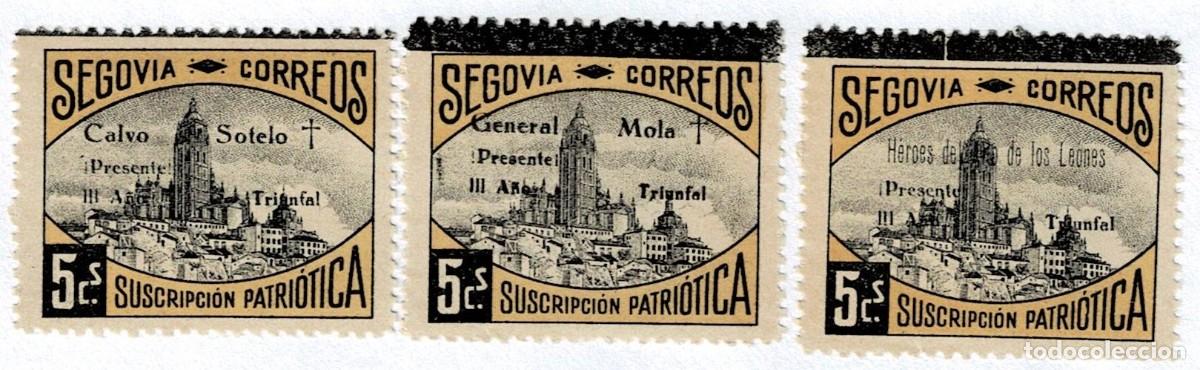 Selos: S-1 Guerra Civil SEGOVIA Fesofi n&ordm; 47-49 LUTO EN LA PARTE SUPERIOR Serie completa Sin fijasellos