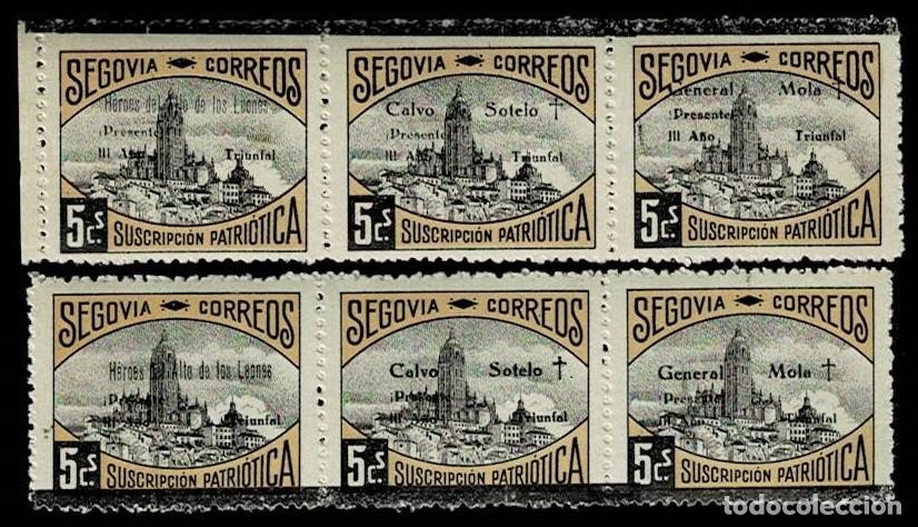 Timbres: S-17 Guerra Civil SEGOVIA Fesofi n&ordm; 50 Pareja de TRIPTICOS con las VARIEDAD con LUTO SOLO EN BORDE S