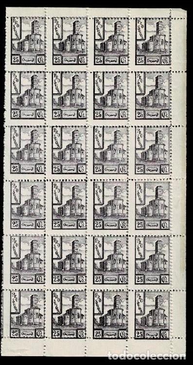 Sellos: TS-22 Guerra Civil SEGOVIA Fesofi n&ordm; 67 BLOQUE DE 24 SELLOS Valor 25 cts Color LILA Sin fijasellos