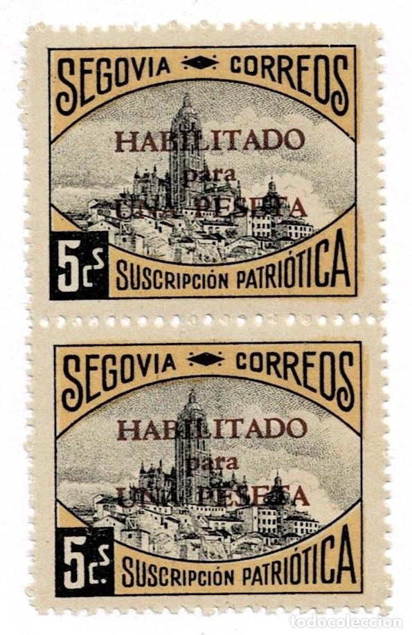 Sellos: S-23 Guerra Civil SEGOVIA Fesofi n&ordm; 38 Variedad Pareja CON y SIN PUNTO BAJO (S) de Cs (NO CATALOGAD