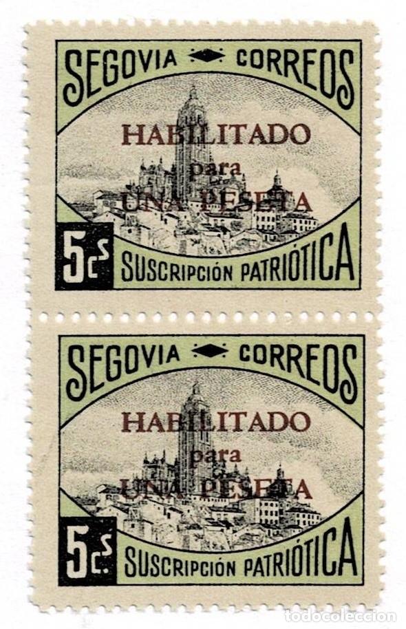 Sellos: S-25 Guerra Civil SEGOVIA Fesofi n&ordm; 37 Variedad SIN PUNTO BAJO (S) de Cs (NO CATALOGADO) sin fijasel