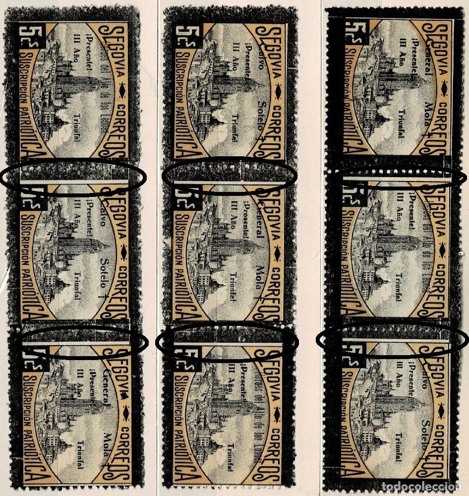 Sellos: S-30-1 Guerra Civil SEGOVIA Fesofi n&ordm; 46 Suscripcion Patriotica 3 Tripticos Tipos ( I-II - III ), (