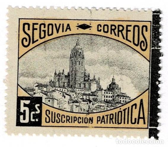 Sellos: S-14 Guerra Civil SEGOVIA Fesofi n&ordm; 24 Variedad FRANJA DE LUTO VERTICAL EN LA DERECHA Sin fijasello