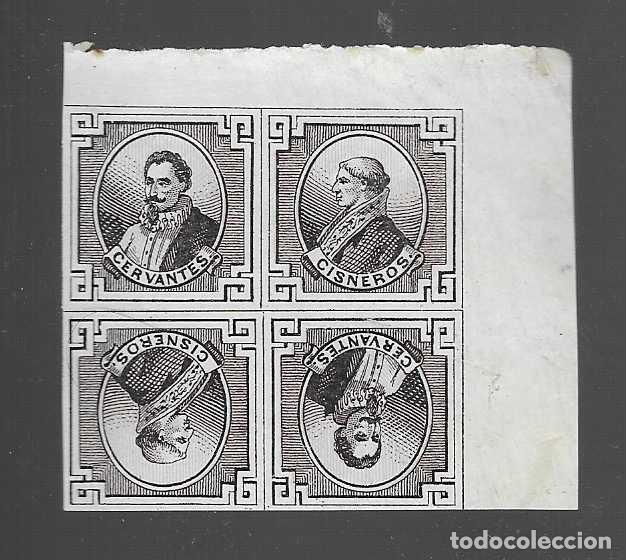 Briefmarken: VI&Ntilde;ETAS. BLOQUE DE 4 CAPICUAS-PERSONAJES CERVANTES Y CISNEROS-VER FOTOS