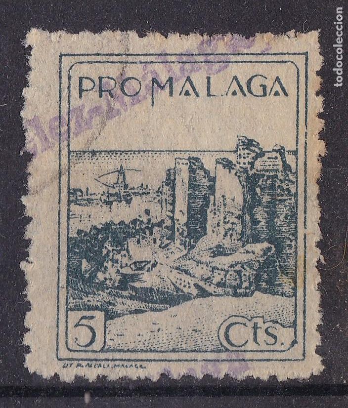 Stamps: AA18-Guerra Civil . Vi&ntilde;eta PRO-MALAGA , Sobrecarga Tamp&oacute;n Violeta VELEZ-MALAGA