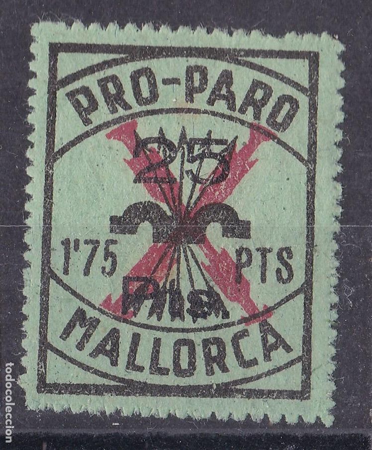 Stamps: AA18-Guerra Civil . Vi&ntilde;eta PRO-PARO MALLORCA. Sobrecarga 25 Ptas sobre 1.75 Ptas ** Sin Fijasellos