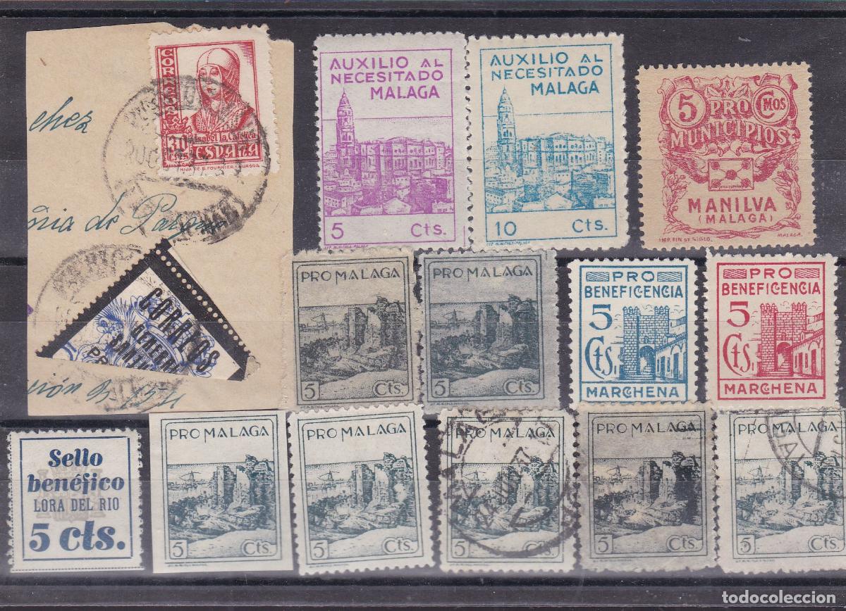 Sellos: AA29- GUERRA CIVIL .Lote 14 VI&Ntilde;ETAS . Una Bisectada sobre Fragmento