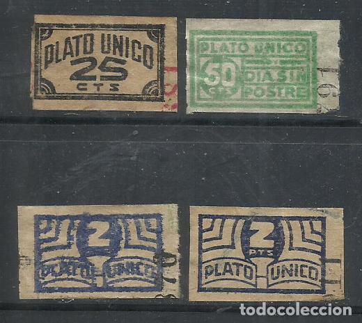 Selos: Q721- DIFERENTES SELLOS ESPA&Ntilde;A GUERRA CIVIL RACIONAMIENTO PLATO &Uacute;NICO D&Iacute;A SIN POSTRE.