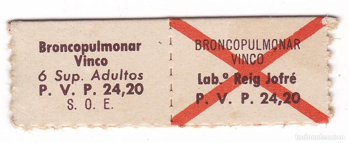 Timbres: Vi&ntilde;eta, sello o precinto original. De antiguos medicamentos, farmacia, S.O.E. El de la fotografia.