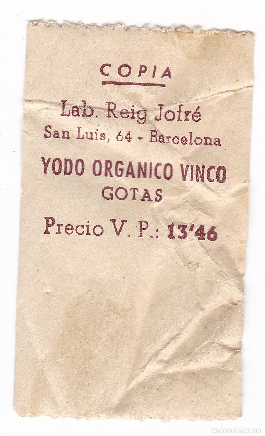 Selos: Vi&ntilde;eta, sello o precinto original. De antiguos medicamentos, farmacia, S.O.E. El de la fotografia.