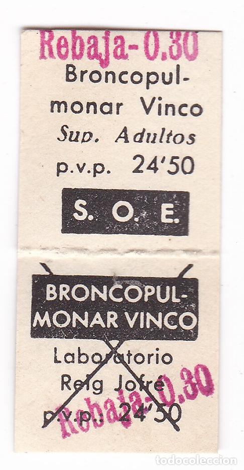 Timbres: Vi&ntilde;eta, sello o precinto original. De antiguos medicamentos, farmacia, S.O.E. El de la fotografia.