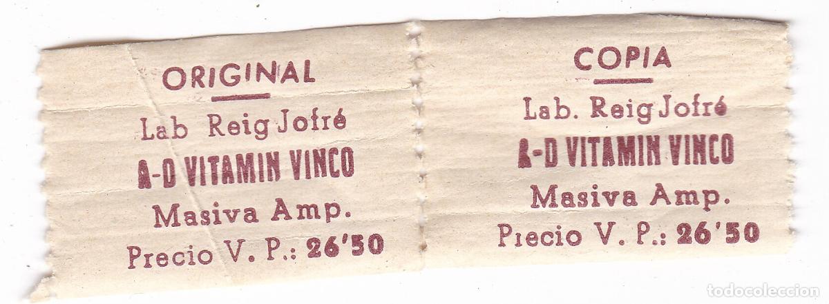 Timbres: Vi&ntilde;eta, sello o precinto original. De antiguos medicamentos, farmacia, S.O.E. El de la fotografia.