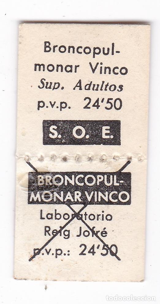 Timbres: Vi&ntilde;eta, sello o precinto original. De antiguos medicamentos, farmacia, S.O.E. El de la fotograf&iacute;a.