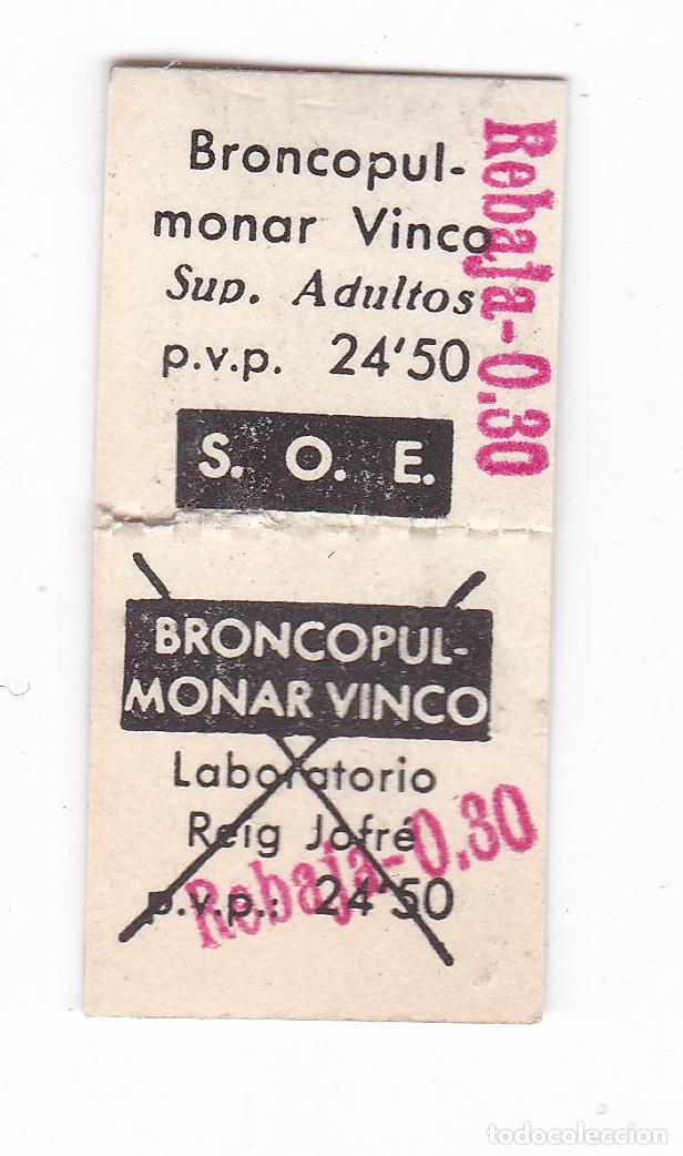 Timbres: Vi&ntilde;eta, sello o precinto original. De antiguos medicamentos, farmacia, S.O.E. El de la fotograf&iacute;a.