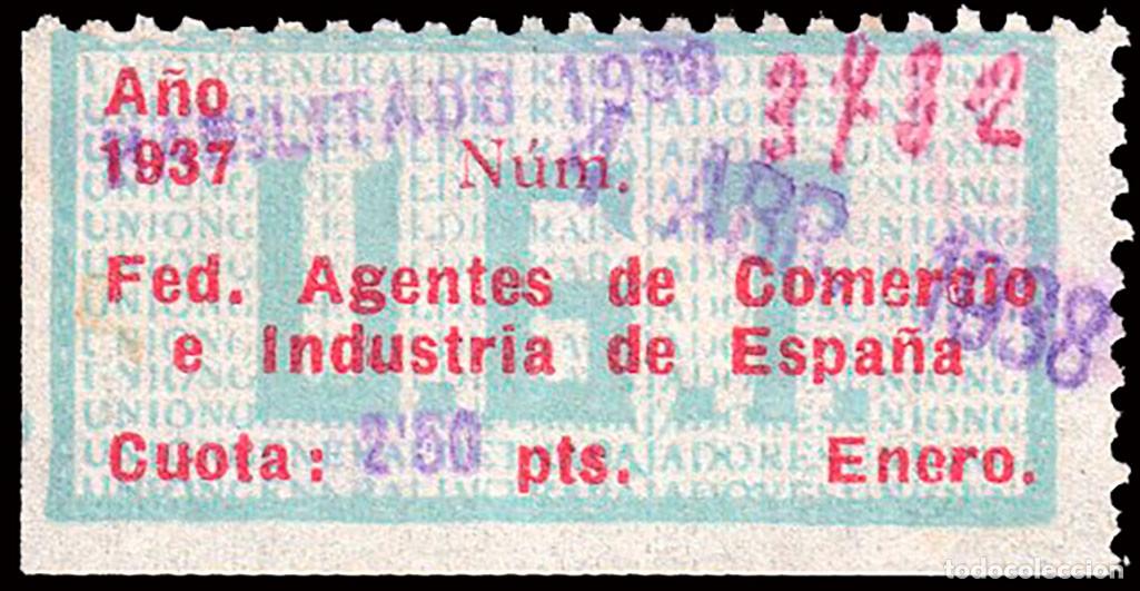 Briefmarken: Espa&ntilde;a - Guerra Civil - Vi&ntilde;etas Pol&iacute;ticas - Allepuz o 767r - Federaci&oacute;n Agentes de Comercio e..