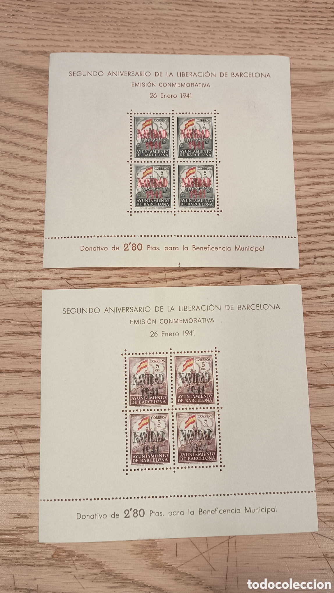 Sellos: ESPA&Ntilde;A 1941 - AYUNTAMIENTO DE BARCELONA CAT&Aacute;LOGO EDIFIL 31/32 - NAVIDAD 1941