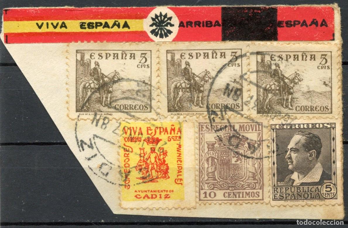 Sellos: ETIQUETA PATRI&Oacute;TICA ZONA NACIONAL CAT&Aacute;LOGO ALLEPUZ - EDIFIL N&ordm; 50 sobre fragmento
