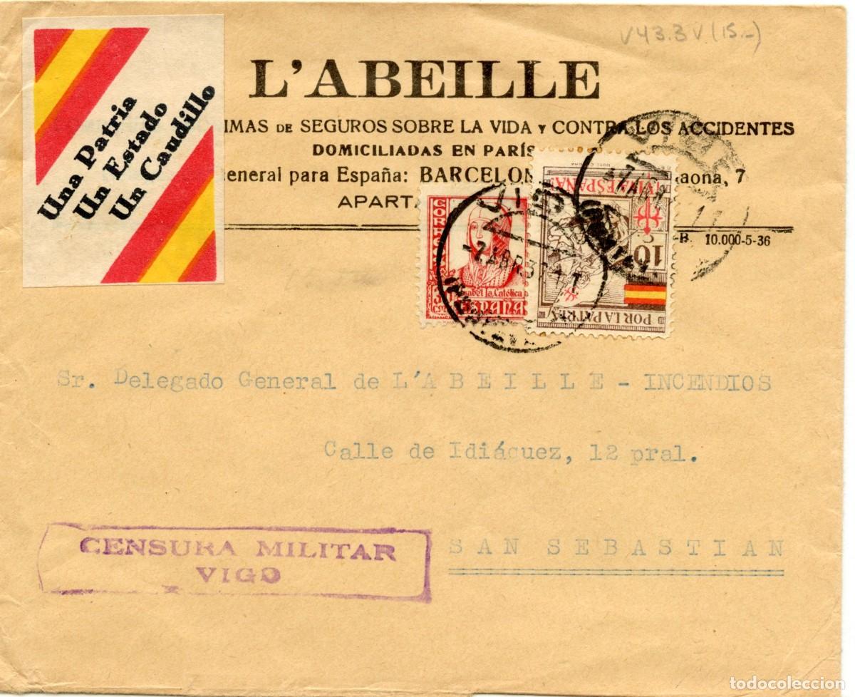 Sellos: ETIQUETA PATRI&Oacute;TICA ZONA NACIONAL CAT&Aacute;LOGO ALLEPUZ - EDIFIL N&ordm; 12 SOBRE CARTA