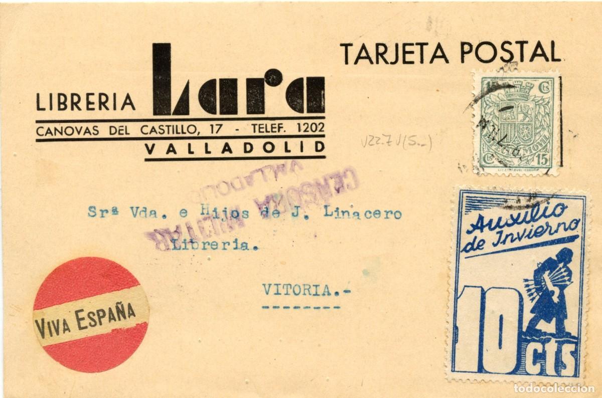 Sellos: ETIQUETA PATRI&Oacute;TICA ZONA NACIONAL CAT&Aacute;LOGO ALLEPUZ - EDIFIL N&ordm; 27 SOBRE TARJETA COMERCIAL