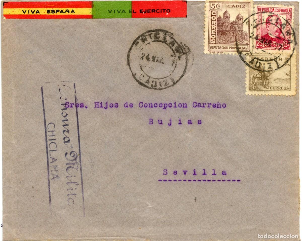Sellos: ETIQUETA PATRI&Oacute;TICA ZONA NACIONAL CAT&Aacute;LOGO ALLEPUZ - EDIFIL N&ordm; 53 SOBRE CARTA