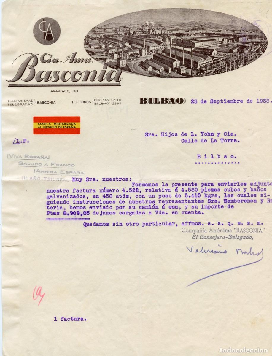 Sellos: GUERRA CIVIL. EMPRESAS MILITARIZADAS. Carta de Bilbao 23.09.38, con etiqueta no rese&ntilde;ada