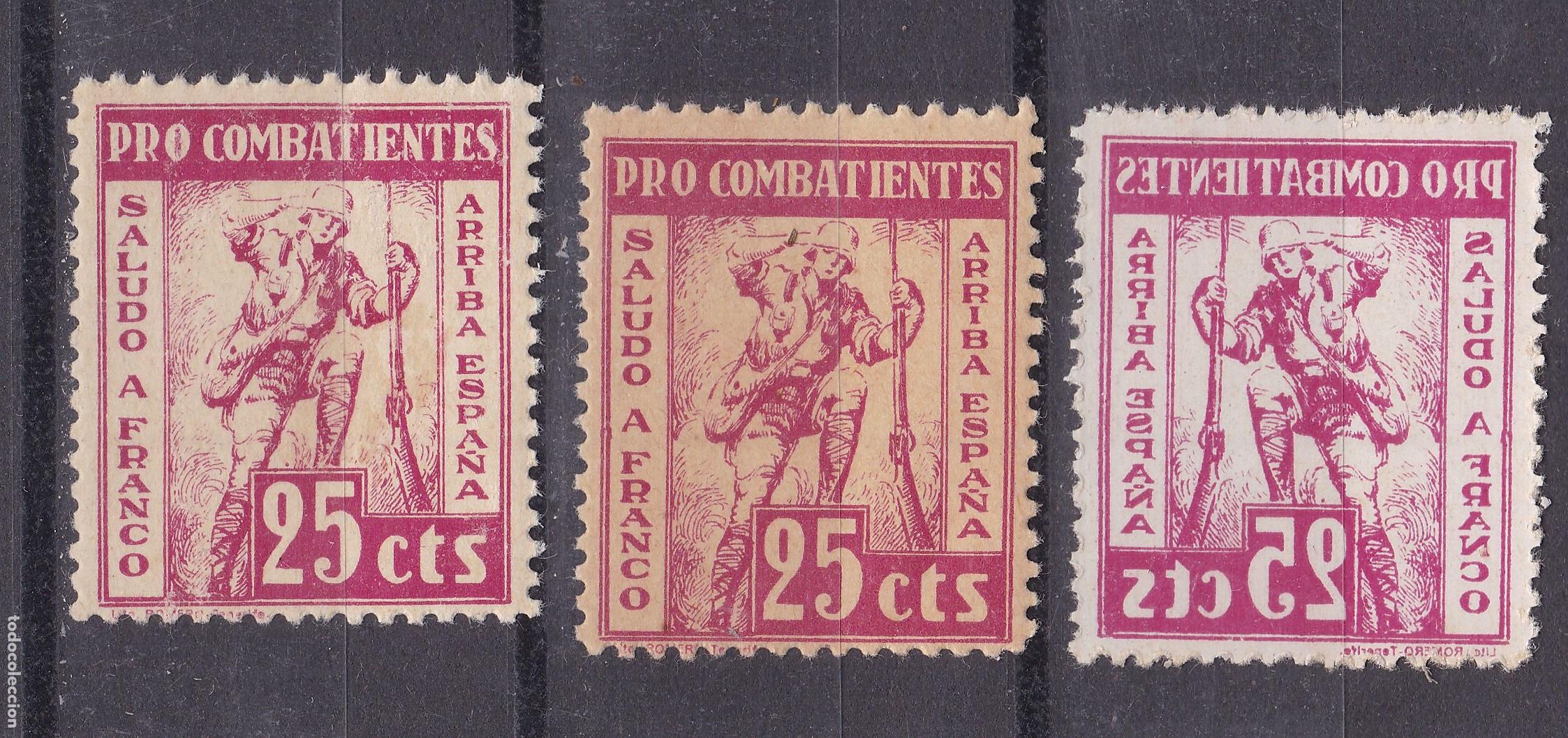 Sellos: AA1- Guerra Civil . Vi&ntilde;etas Pro Combatientes TENERIFE x 3 VARIEDADES** Sin Fijasellos