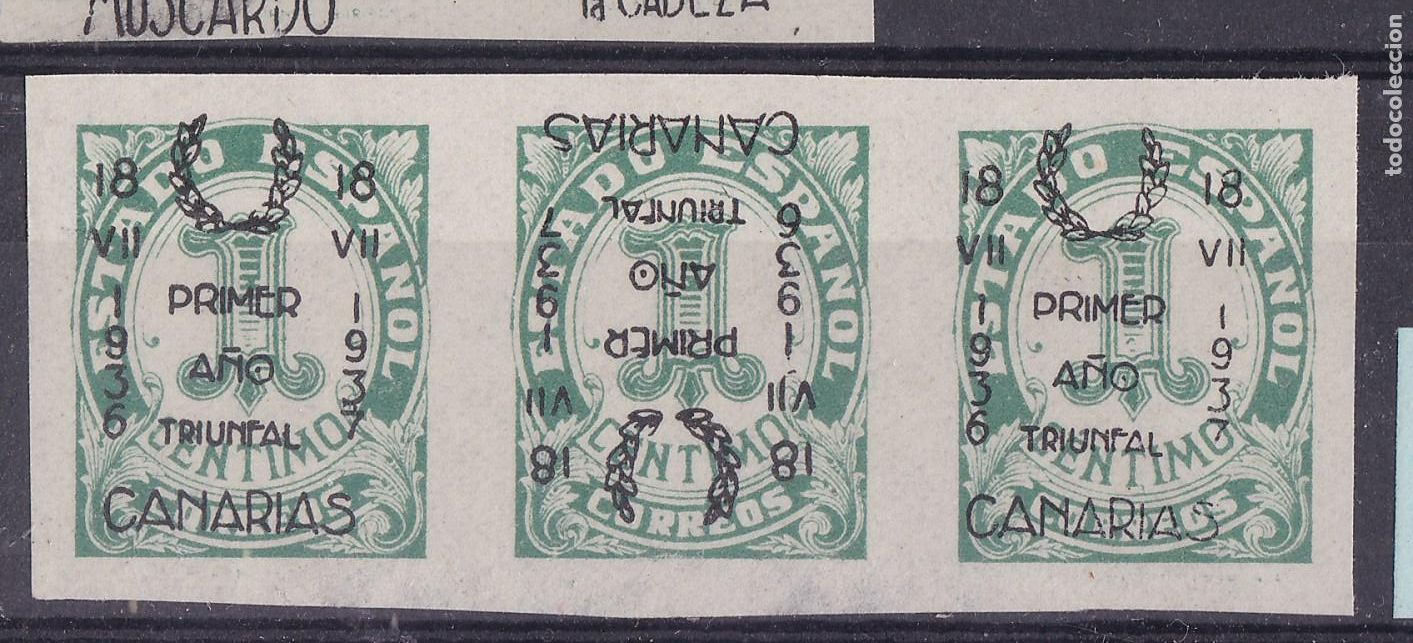 Sellos: AA7-GUERRA CIVIL. Canarias NE11. VARIEDAD CAPIC&Uacute;A (*) Sin Goma