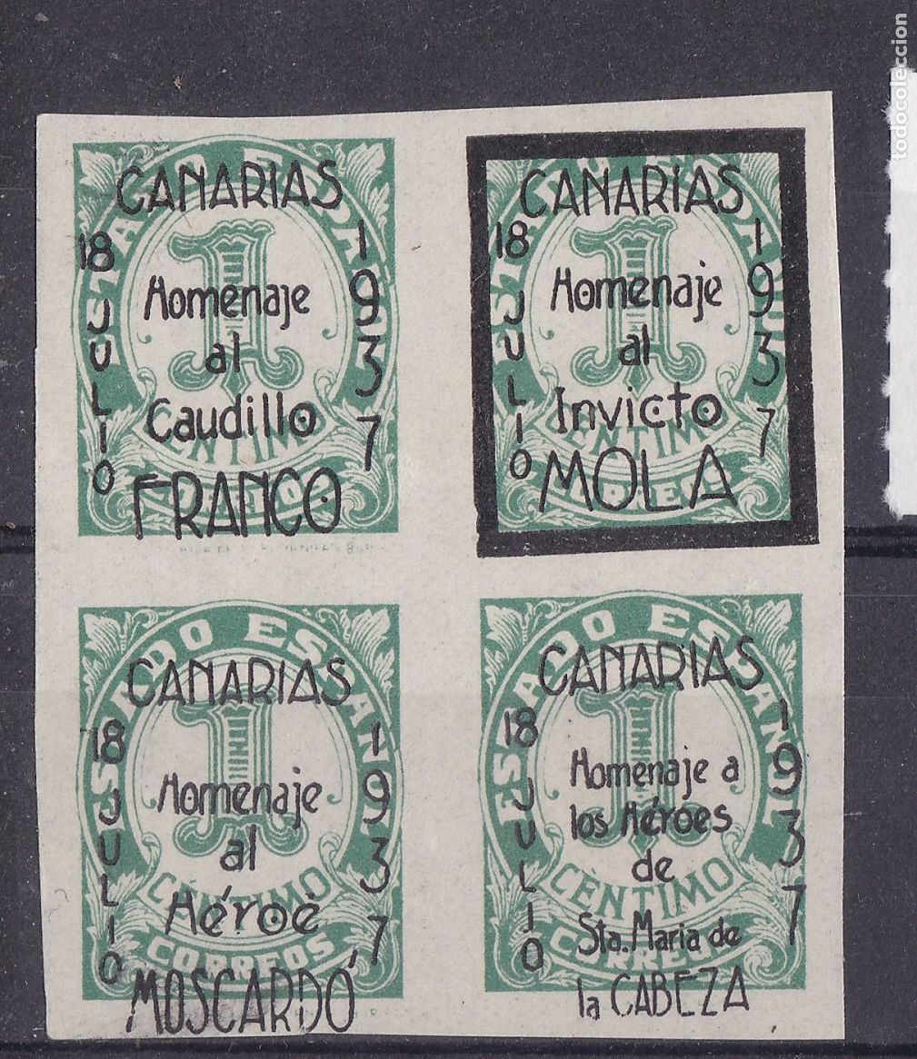 Sellos: AA27-Guerra Civil Locales CANARIAS NE7 ** Sin Fijasellos . LUJO