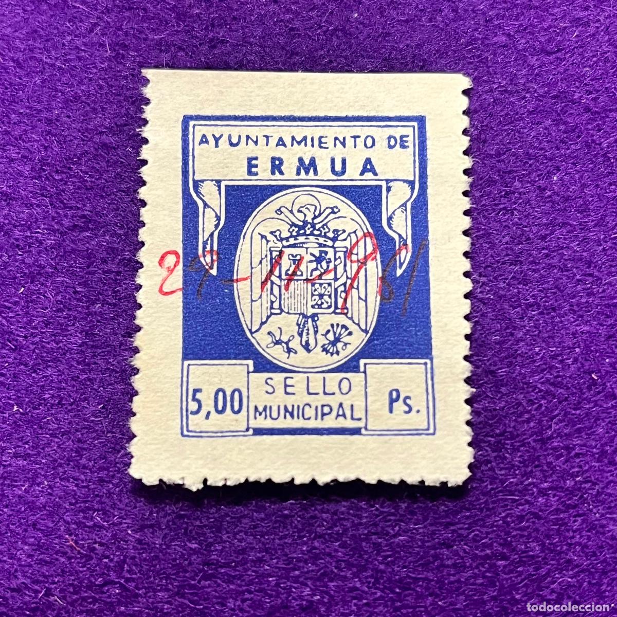 Sellos: VI&Ntilde;ETA, SELLO, FISCAL DE ERMUA (VIZCAYA). AYUNTAMIENTO. 5 PTS. SELLO MUNICIPAL. RARO. ORIGINAL.
