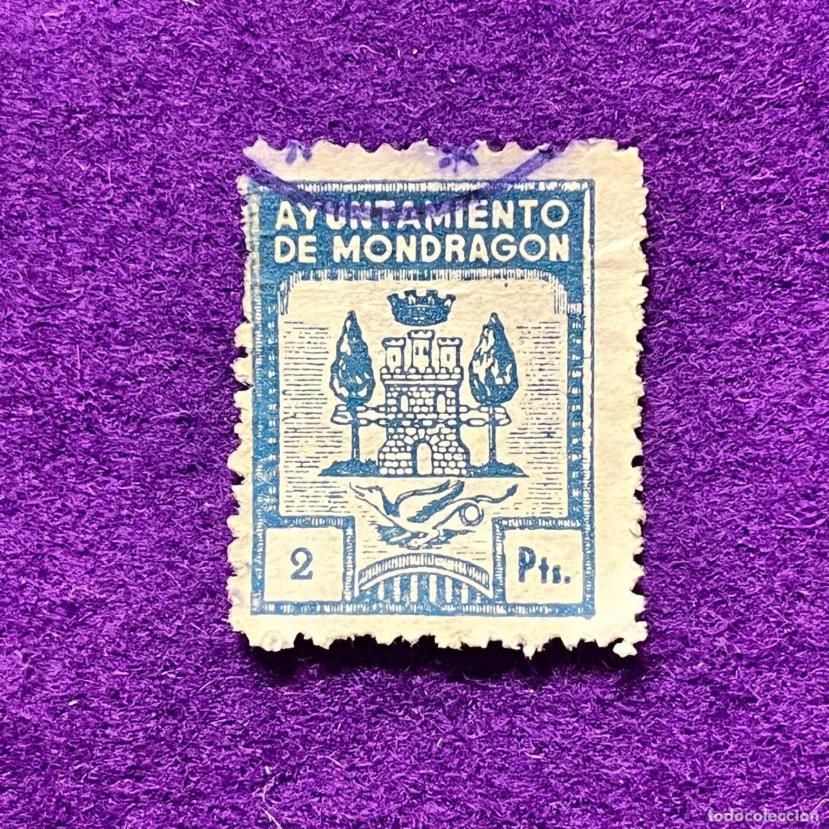 Sellos: VI&Ntilde;ETA, SELLO, FISCAL DE MONDRAGON (GUIPUZCOA). AYUNTAMIENTO. 2 PTS. CORONA MURAL. RARA.