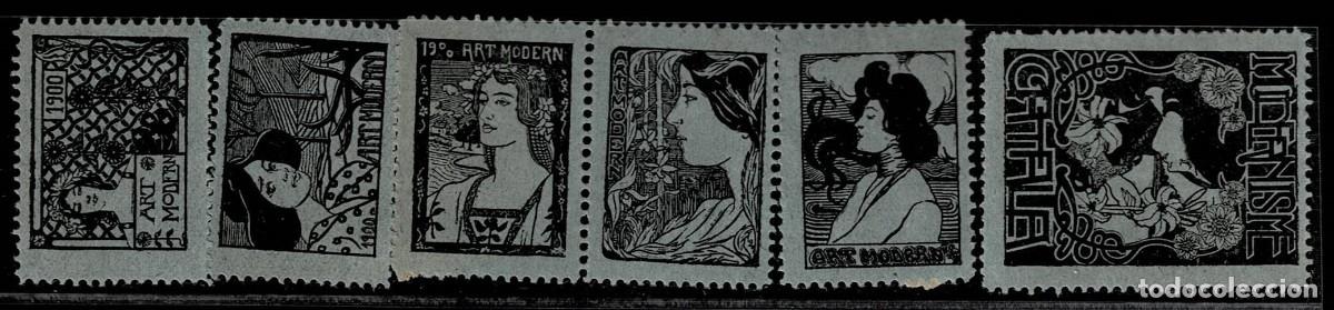 Sellos: VN1-40 Vi&ntilde;etas Separatista ART MODERN 1900 Nathan, n&ordm; 56 NEGRO sobre papel GRIS AZULADO.