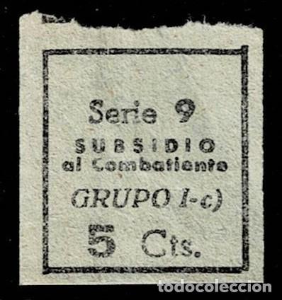 Sellos: C-B-3-10 Guerra Civil SUBSIDIO AL COMBATIENTE Papel GRIS Sin Numeracion SERIE 9 GRUPO I-c Valor 5 Ct