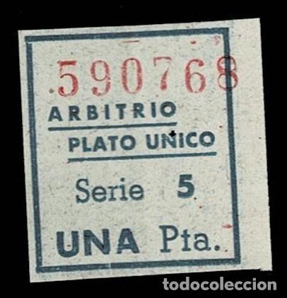 Sellos: C-B-3-11 Guerra Civil SUBSIDIO PLATO UNICO Papel GRIS CON Numeracion Valor 1 Pta Color AZUL Ver