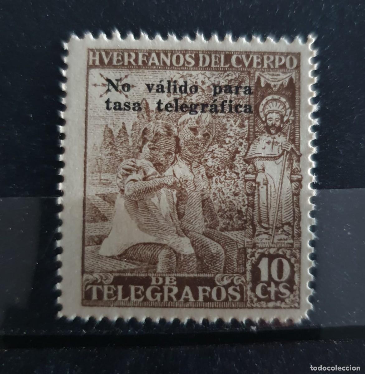 Sellos: HUERFANOS DE TELEGRAFOS EDIFIL 18 ** ESPA&Ntilde;A 1938 NO VALIDO TASA TELEGRAFICA