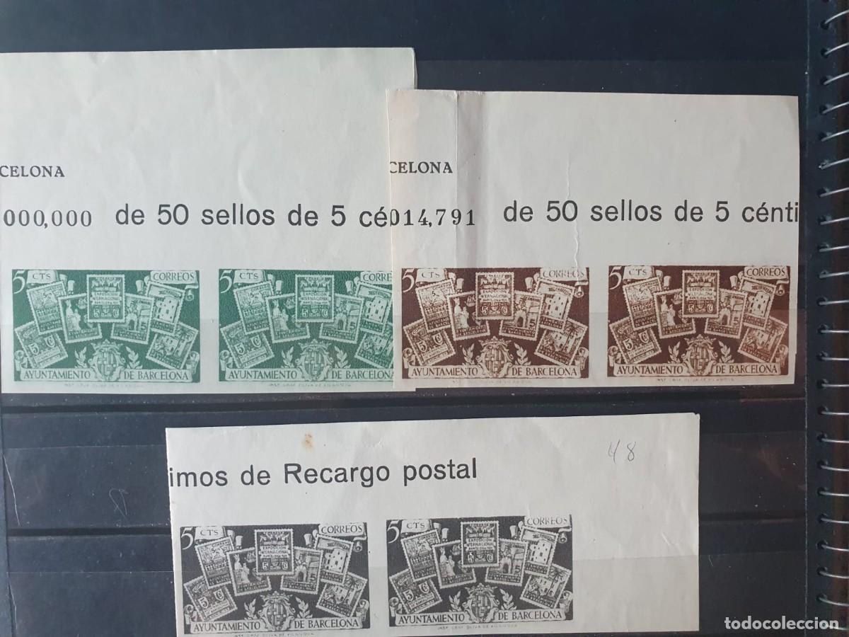 Sellos: BARCELONA EDIFIL 69 A 71 ** SIN DENTAR PAREJAS BORDE DE HOJA ESPA&Ntilde;A 1945