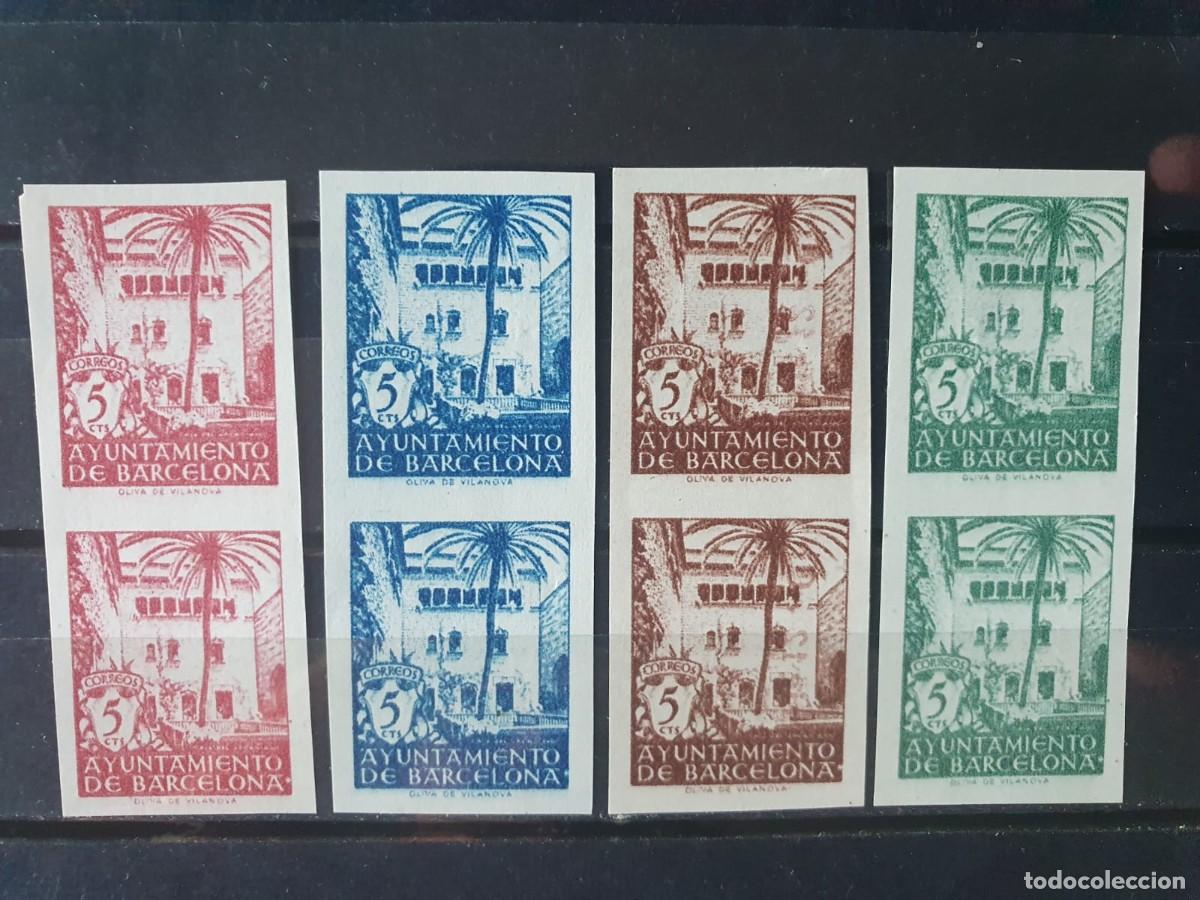Sellos: BARECELONA EDIFIL 65 A 68 ** SIN DENTAR ESPA&Ntilde;A 1944 PAREJAS