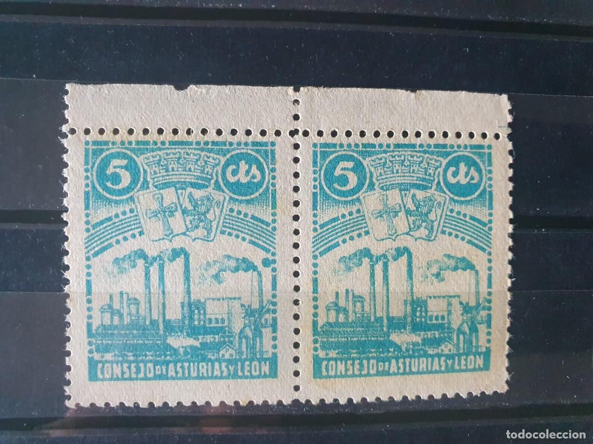 Sellos: ASTURIAS Y LEON EDIFIL 4 ** BLOQUE DE 2 ESPA&Ntilde;A 1936