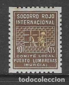 Sellos: PUERTO LUMBRERAS-MURCIA-. 10 CTS.- SOCORRO ROJO INTERNACIONAL -VER FOTOS